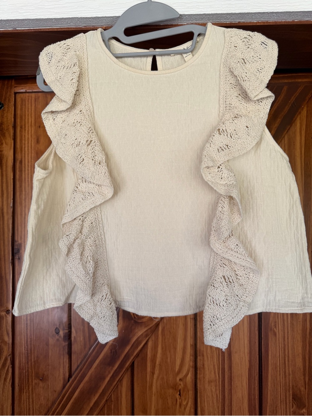 Cream Ruffle Sleeve Blouse - Feminine Top